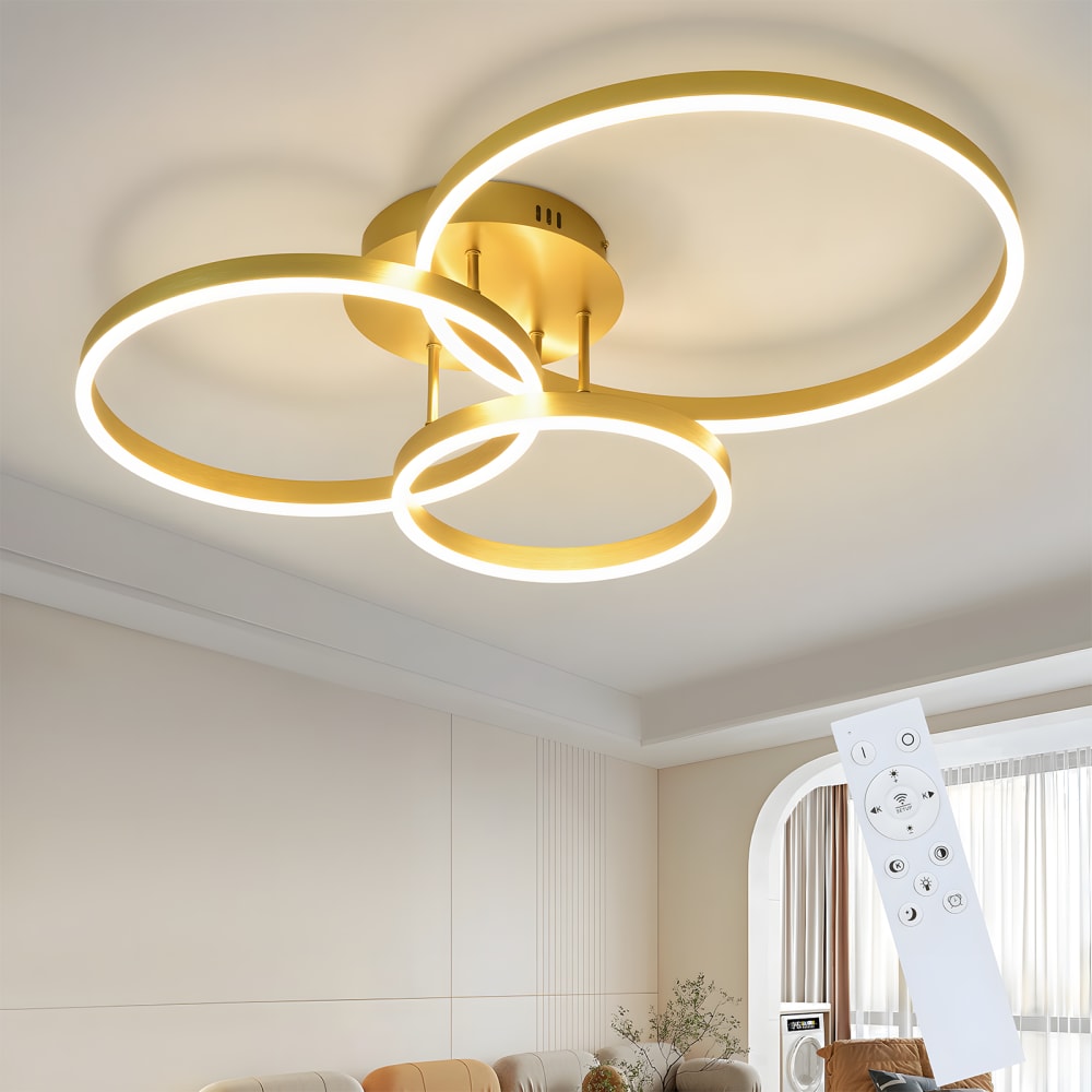 Plafonnier fer doré 82x58x24cm led 74w — vue 3