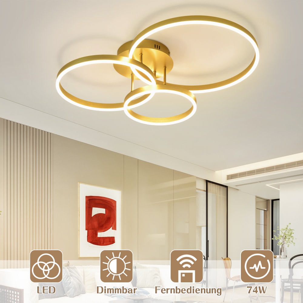Plafonnier fer doré 82x58x24cm led 74w — vue 4