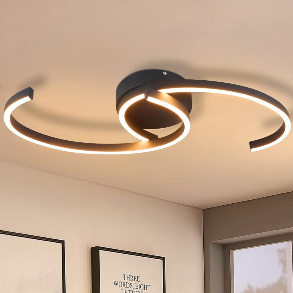 Plafonnier fer noir 60x16x8cm led 24w — vue 3