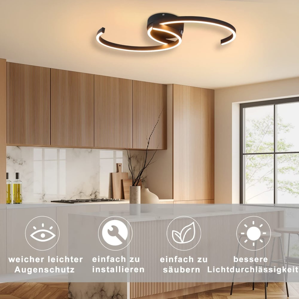 Plafonnier fer noir 60x16x8cm led 24w — vue 4