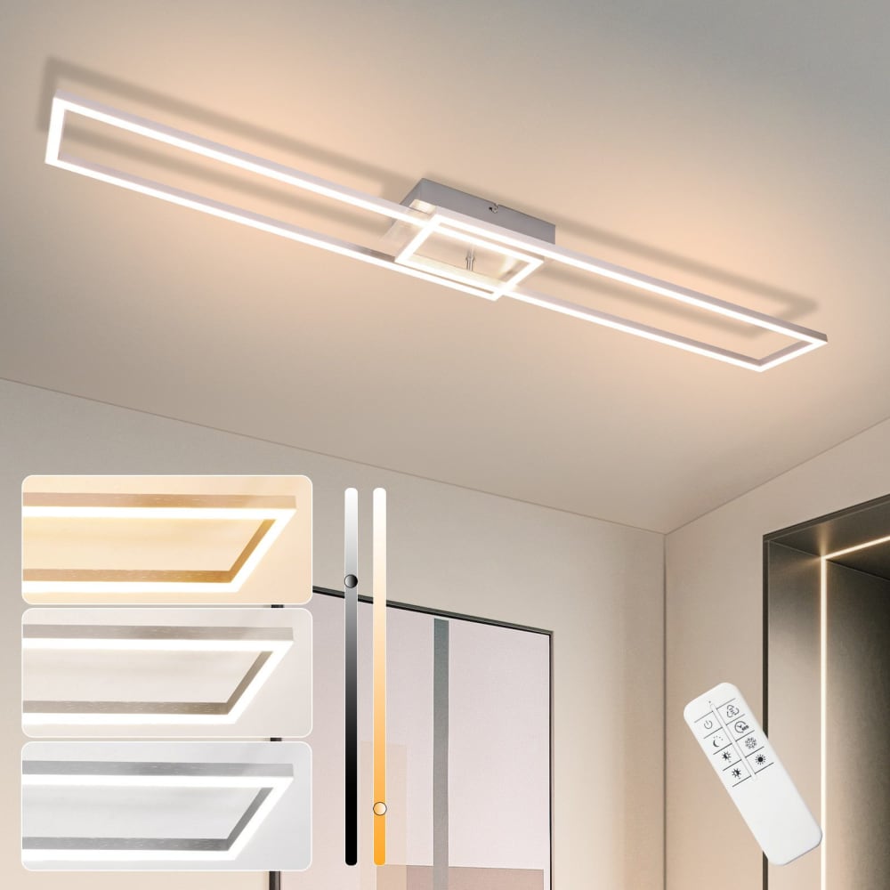 Plafonnier fer argenté 102.5x18.5x7.3cm led 36w — vue 3