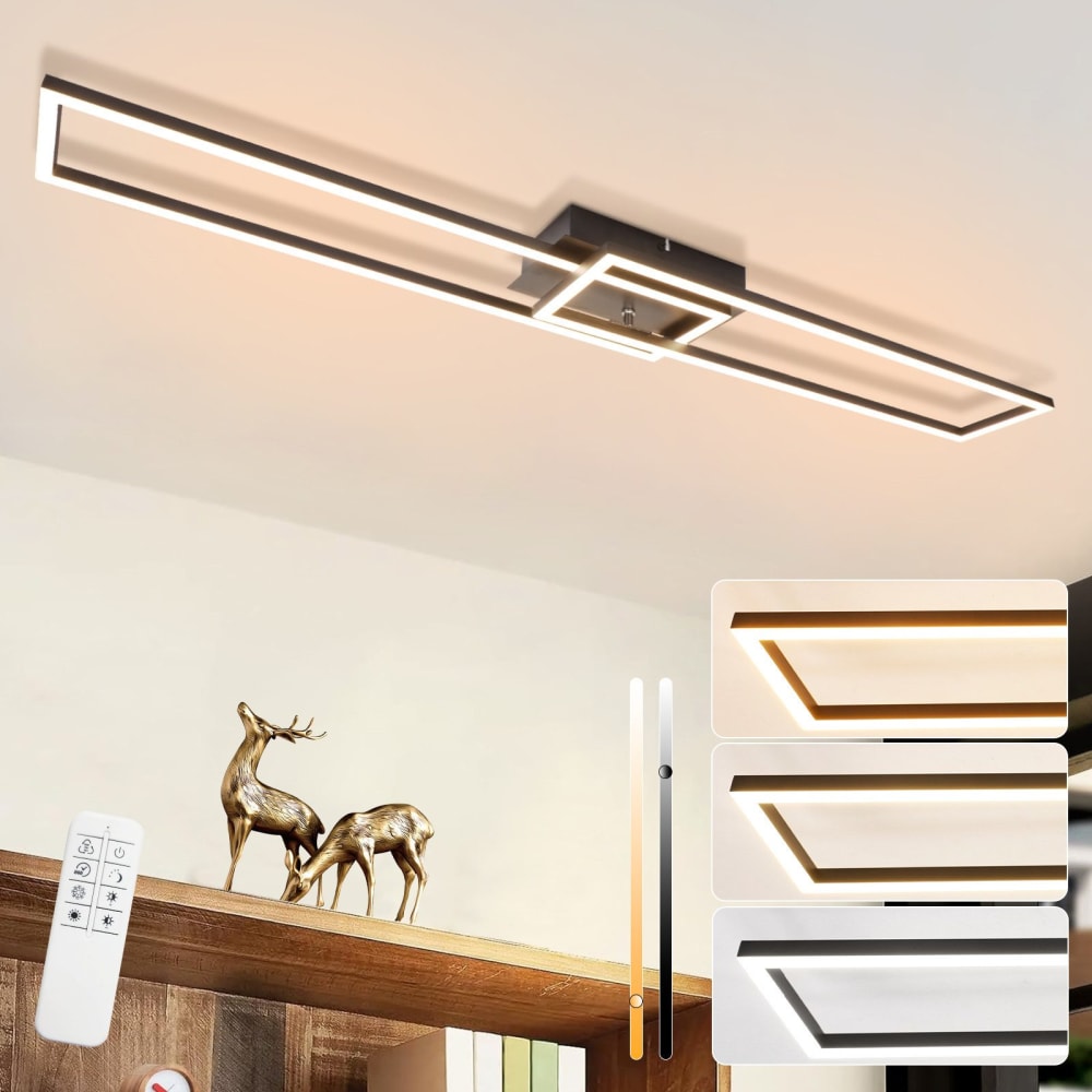 Plafonnier fer noir 102.5x18.5x7.3cm led 36w — vue 3