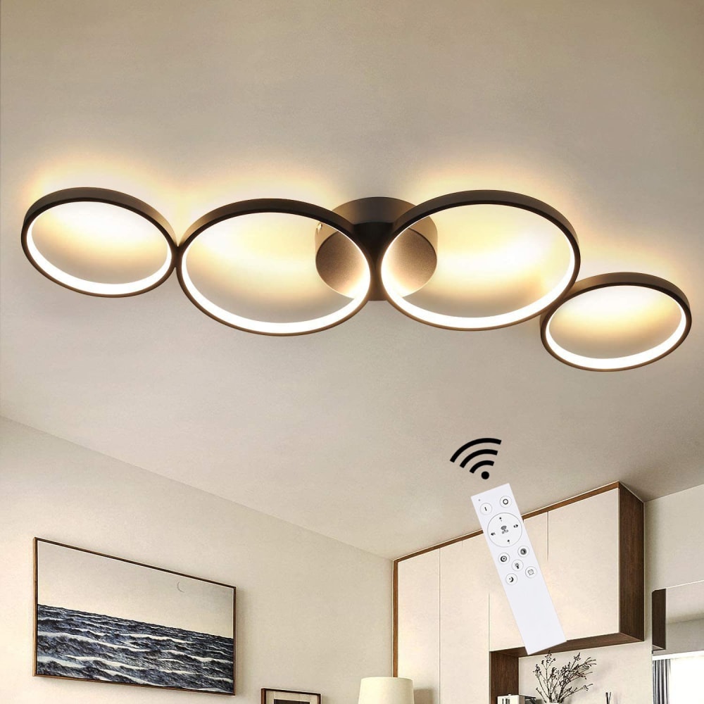 Plafonnier fer noir 88x31x5.7cm led 55w — vue 3