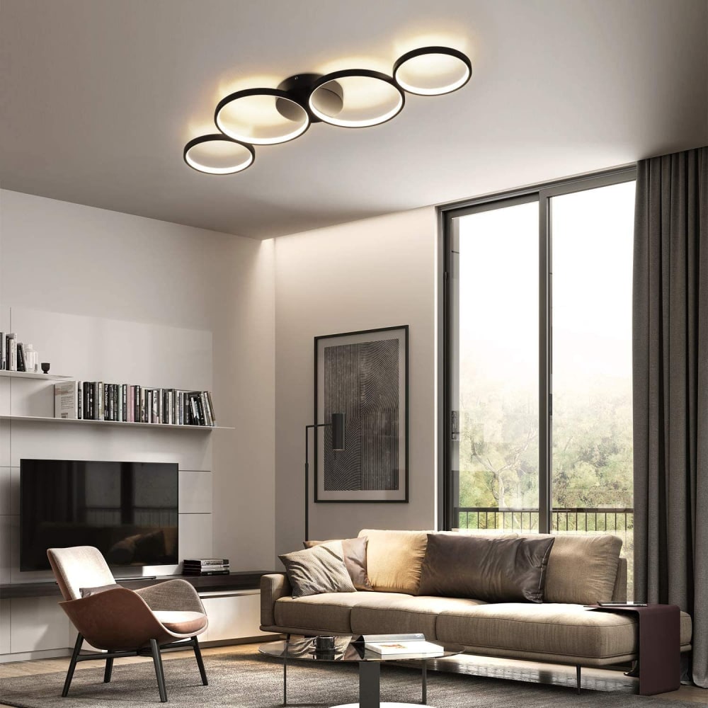 Plafonnier fer noir 88x31x5.7cm led 55w — vue 4