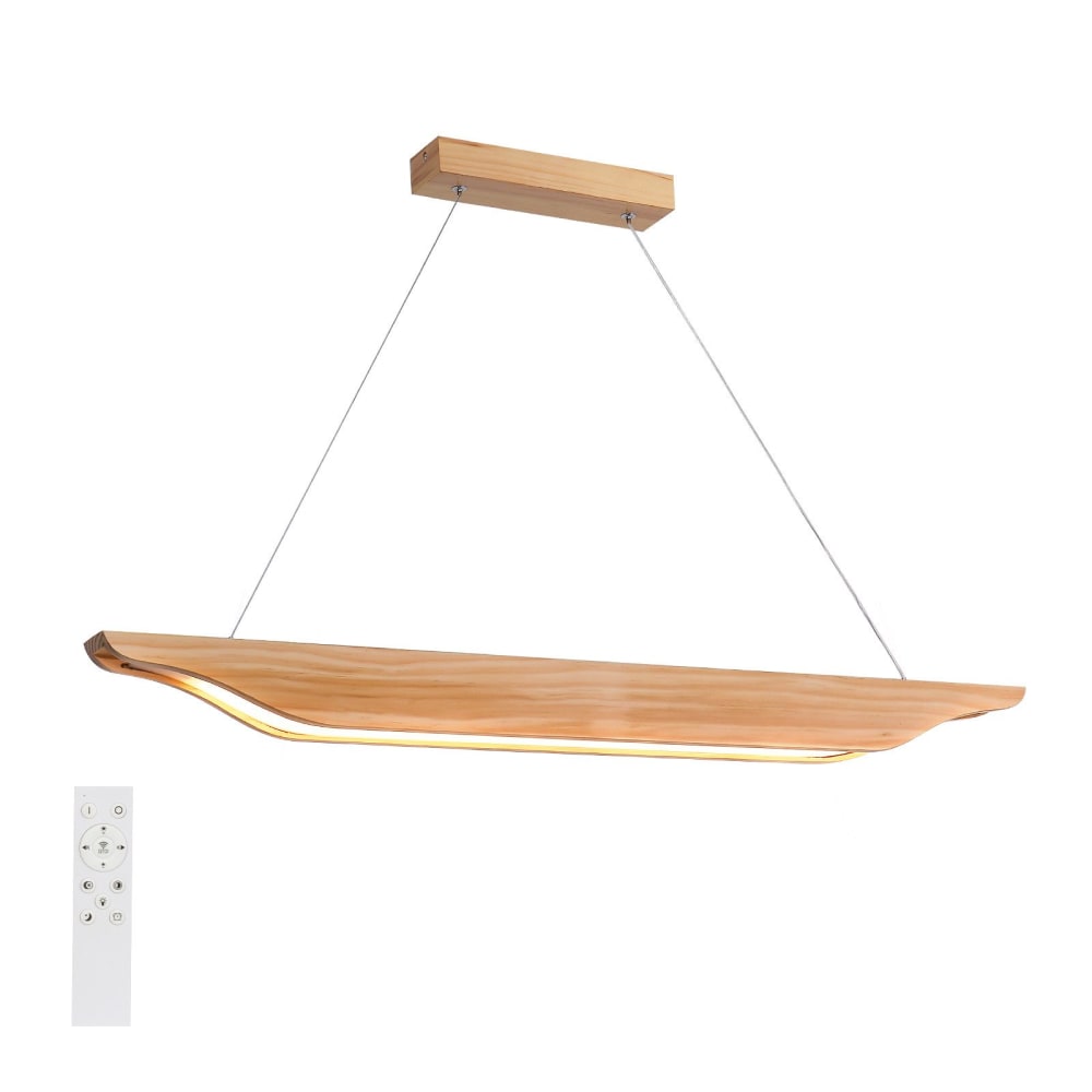 Suspension en bois et plastique, bois naturel et blanc, h.130cm
