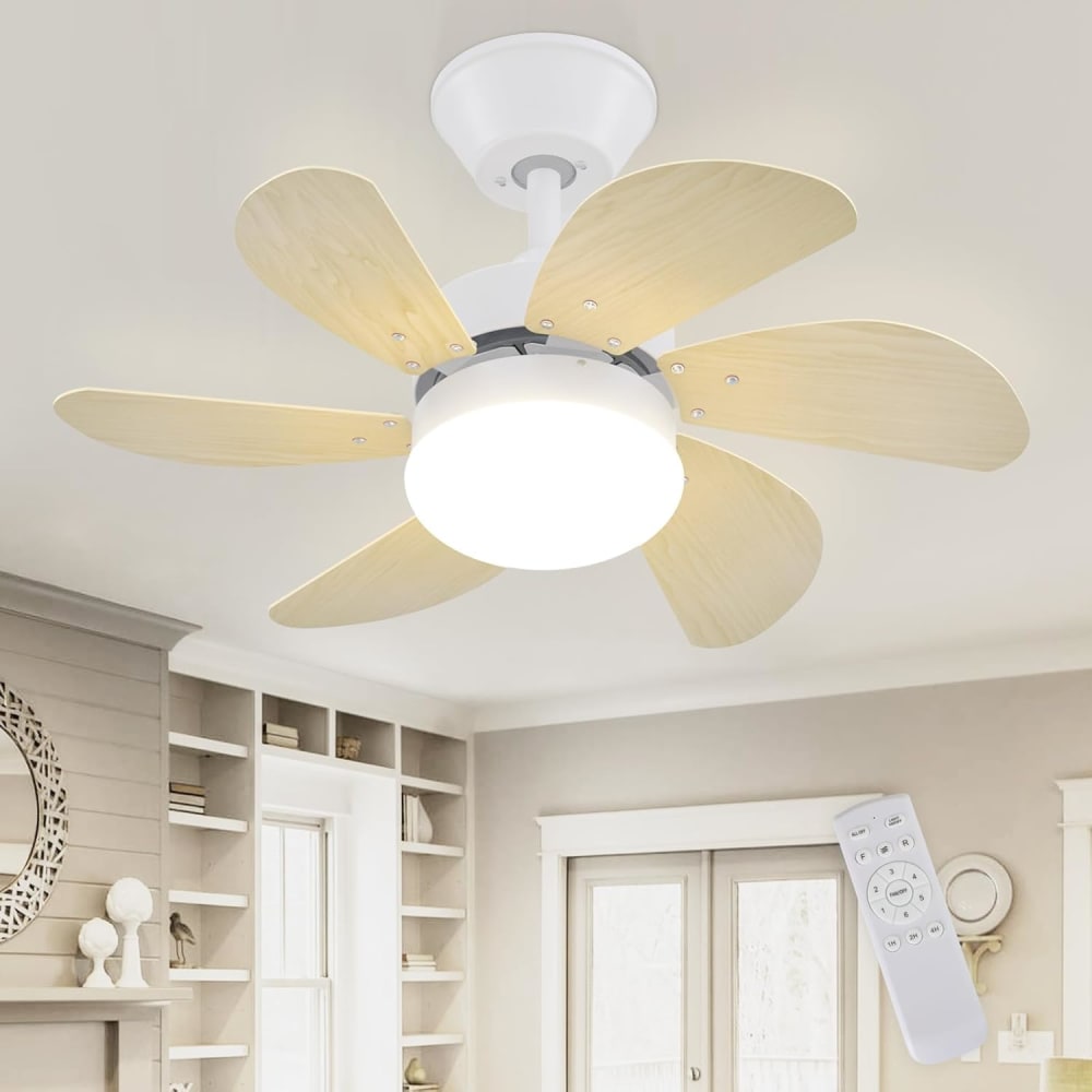 Deckenventilator Mit Licht Eisen Kunststoff 75x75x42 cm Holzfarbe