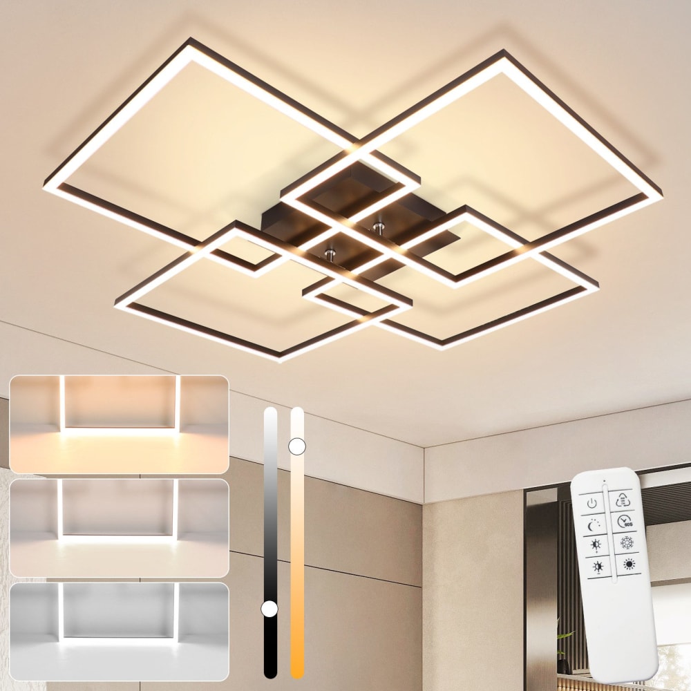 Plafonnier fer noir 72.4x72.4x7.3cm led 48w — vue 3