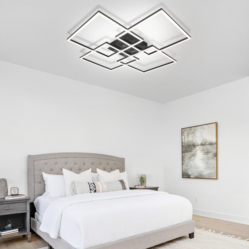 Plafonnier fer noir 72.4x72.4x7.3cm led 48w — vue 4