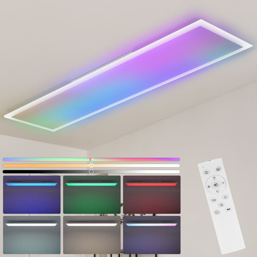 Plafonnier fer blanc 29.5x119.5x5.6cm led 39w — vue 3