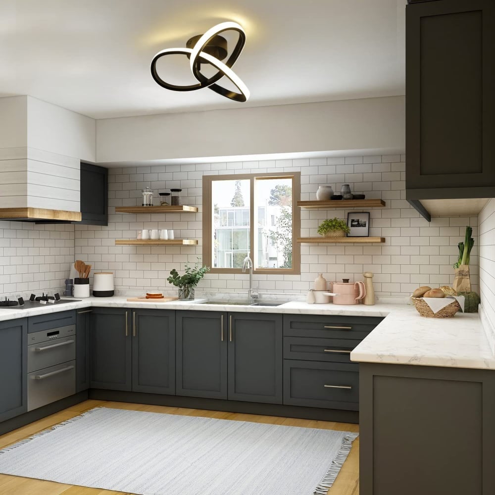 Plafonnier fer noir 24x24x12cm led 17w — vue 4