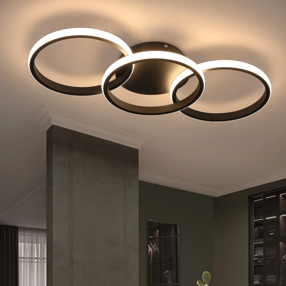 Plafonnier fer noir 60x24x8cm led 36w — vue 3