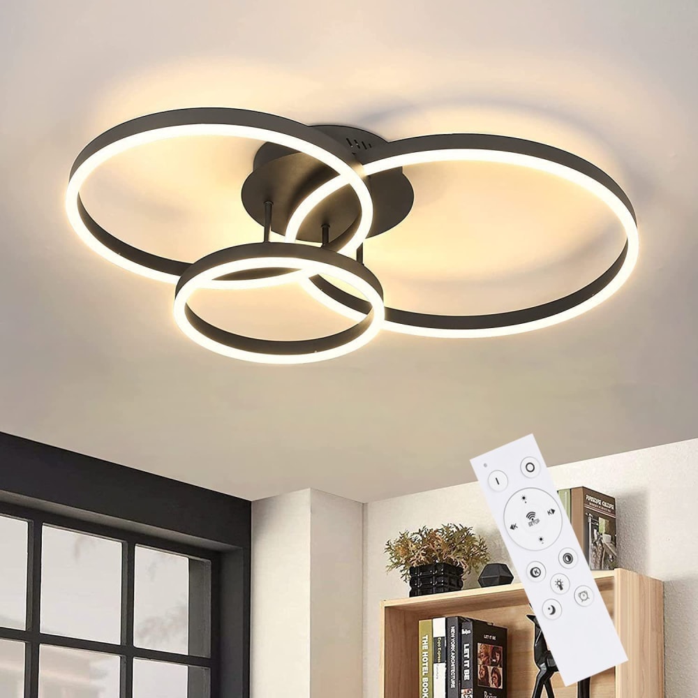 Plafonnier fer noir 81.5x54.5x15cm led 74w — vue 3