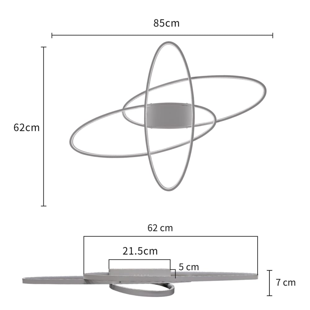 Plafonnier fer blanc 85x62x7cm led 75w — vue 4