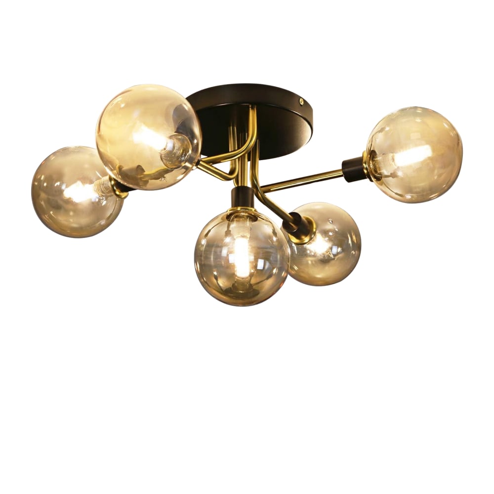 Plafonnier fer ambre 67x47x25cm g9
