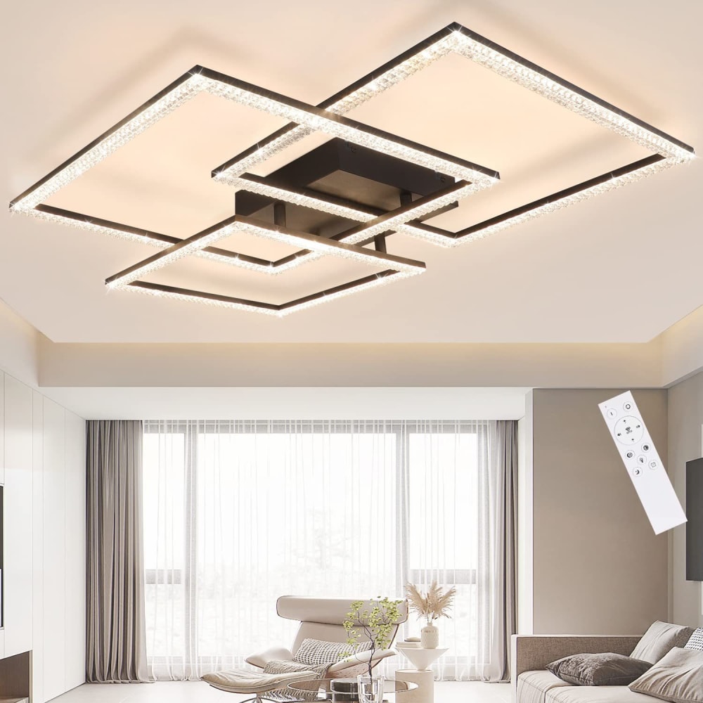 Plafonnier fer noir 60x8x8cm led 80w — vue 3