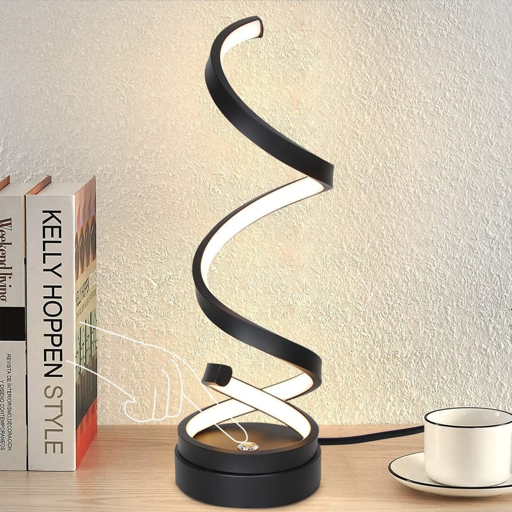 Lampe de table fer aluminium noir 13x13x40cm led — vue 3