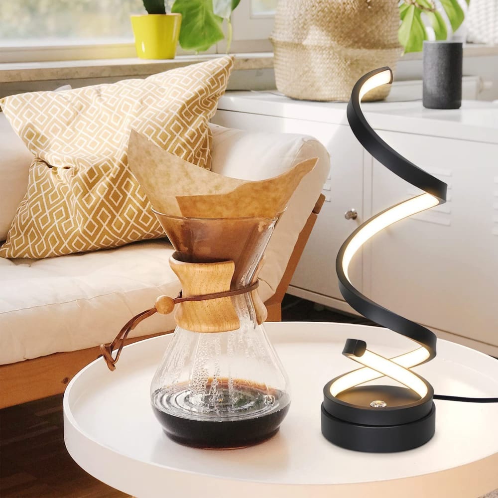Lampe de table fer aluminium noir 13x13x40cm led — vue 4