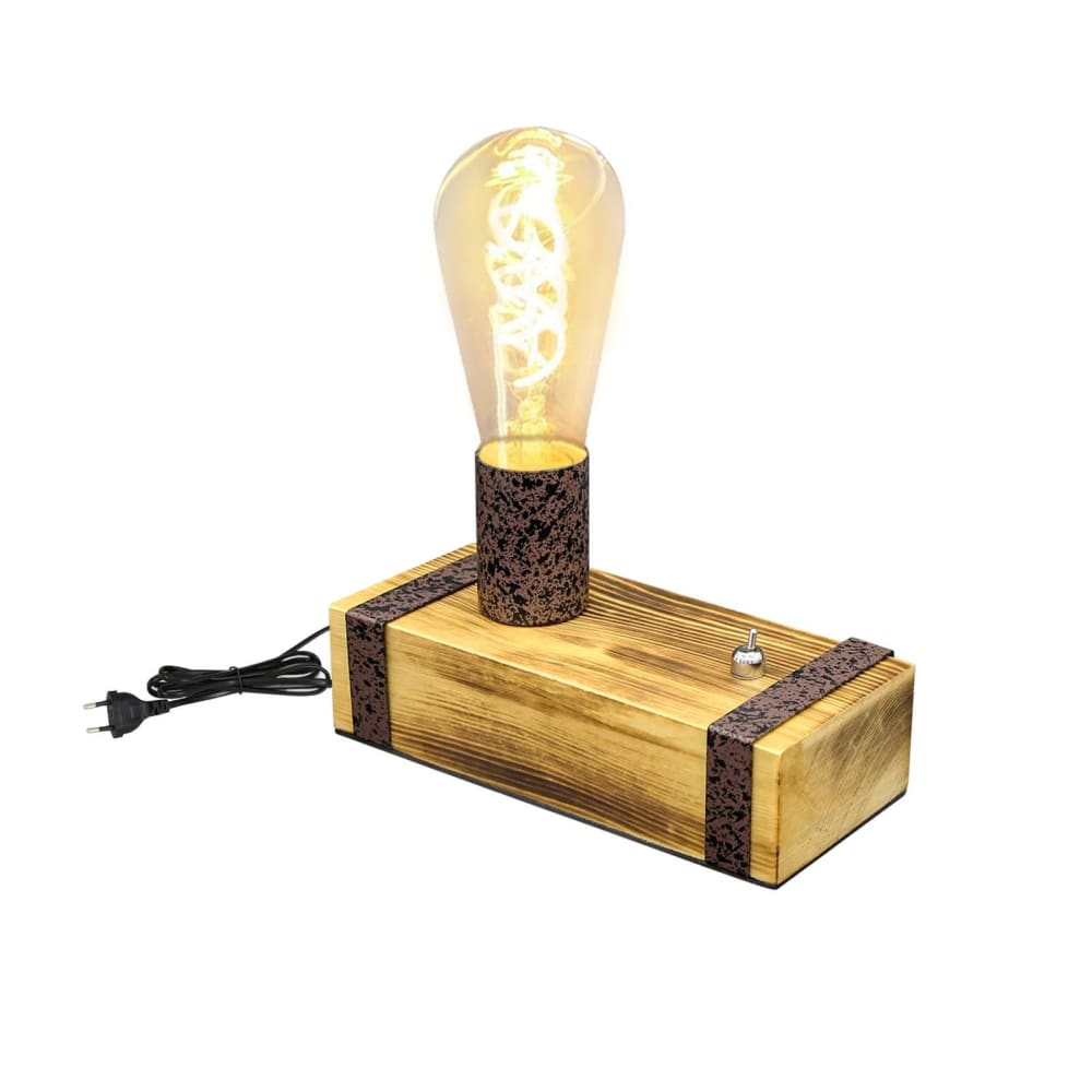 Lampe de table fer bois marron 20x8.3x11cm e27
