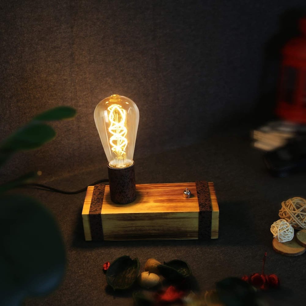 Lampe de table fer bois marron 20x8.3x11cm e27 — vue 4