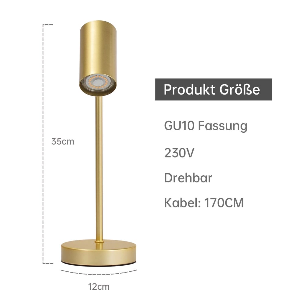 Lampe de table fer doré 13x12x35cm gu10 — vue 4