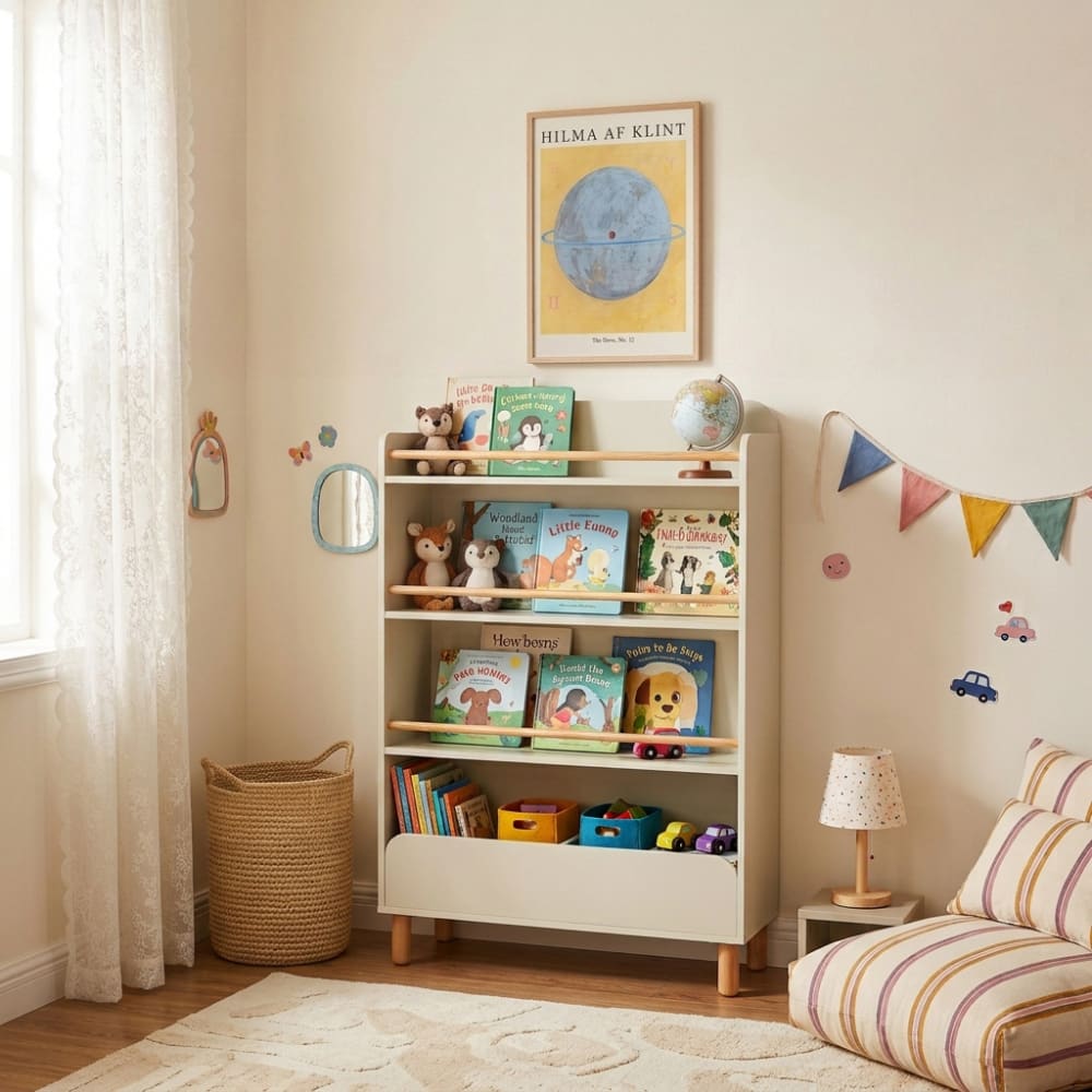 Bibliothèque enfant beige 75x131cm