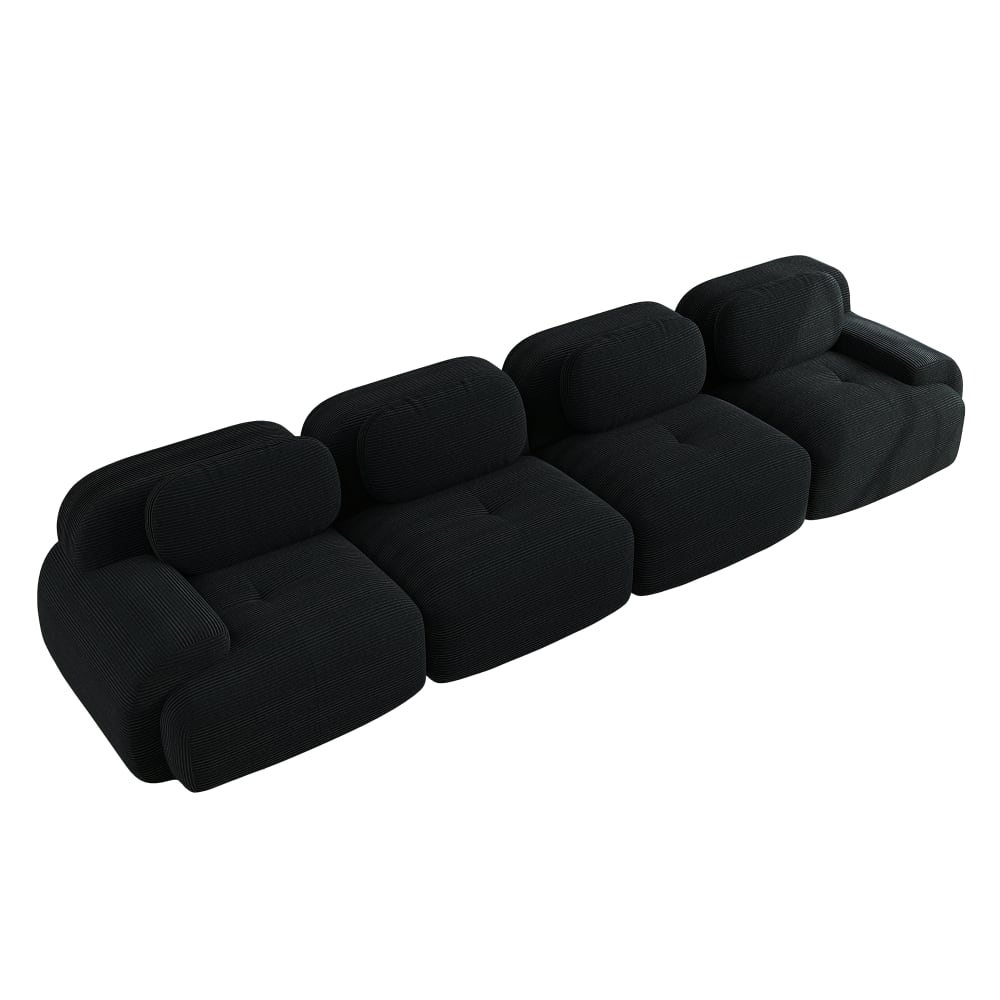 Canapé modulable 4 places, - noir