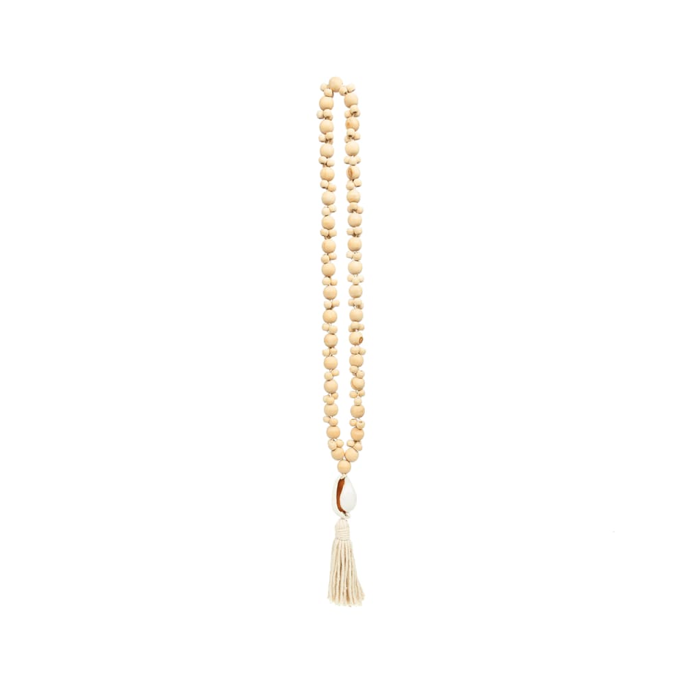 Collier coquillage et bois marron et blanc 3x3x75cm — Beyit