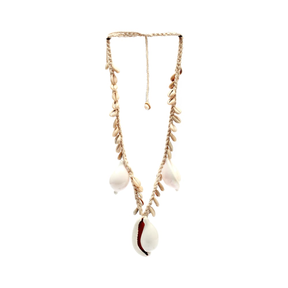 Collier coton et coquillage blanc 6x4x30cm — Beyit