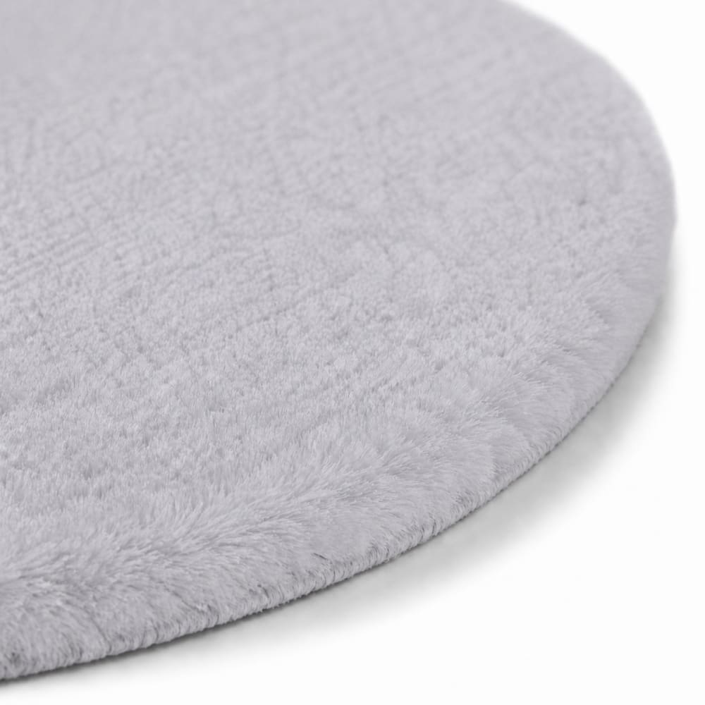 Tapis rond imitation fourrure extra-doux gris clair 120x120 — vue 4