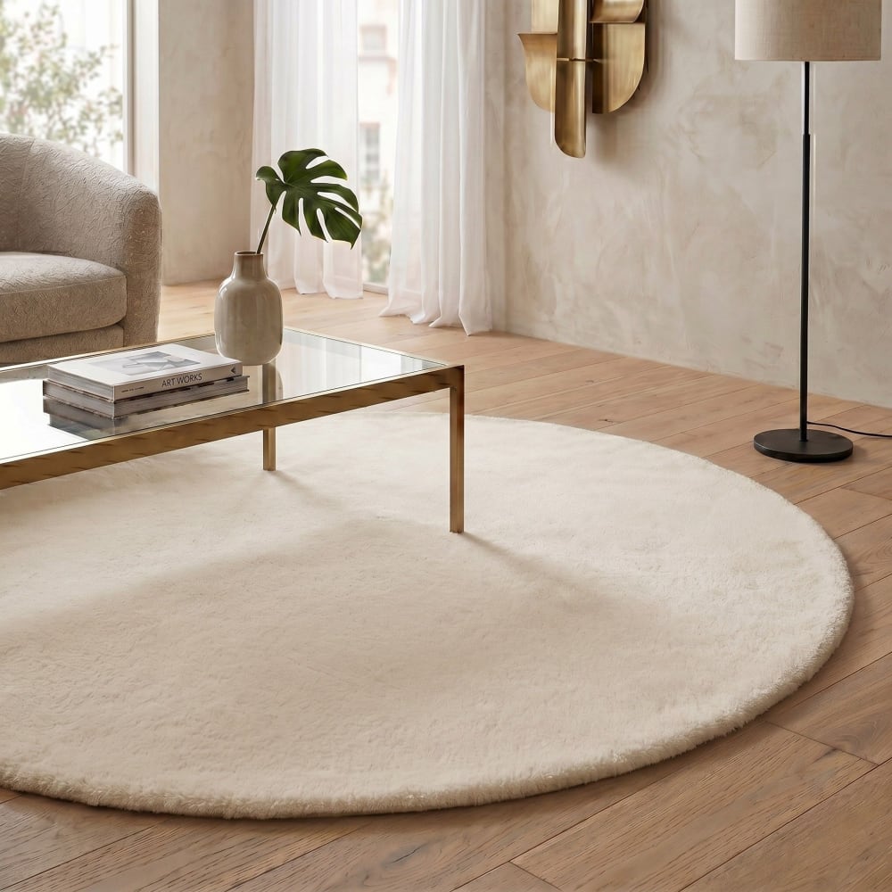 The Deco Factory Extra weicher Teppich in Felloptik beige 120x120 style modern Öko-Tex Zertifikat - Pes - Polyester