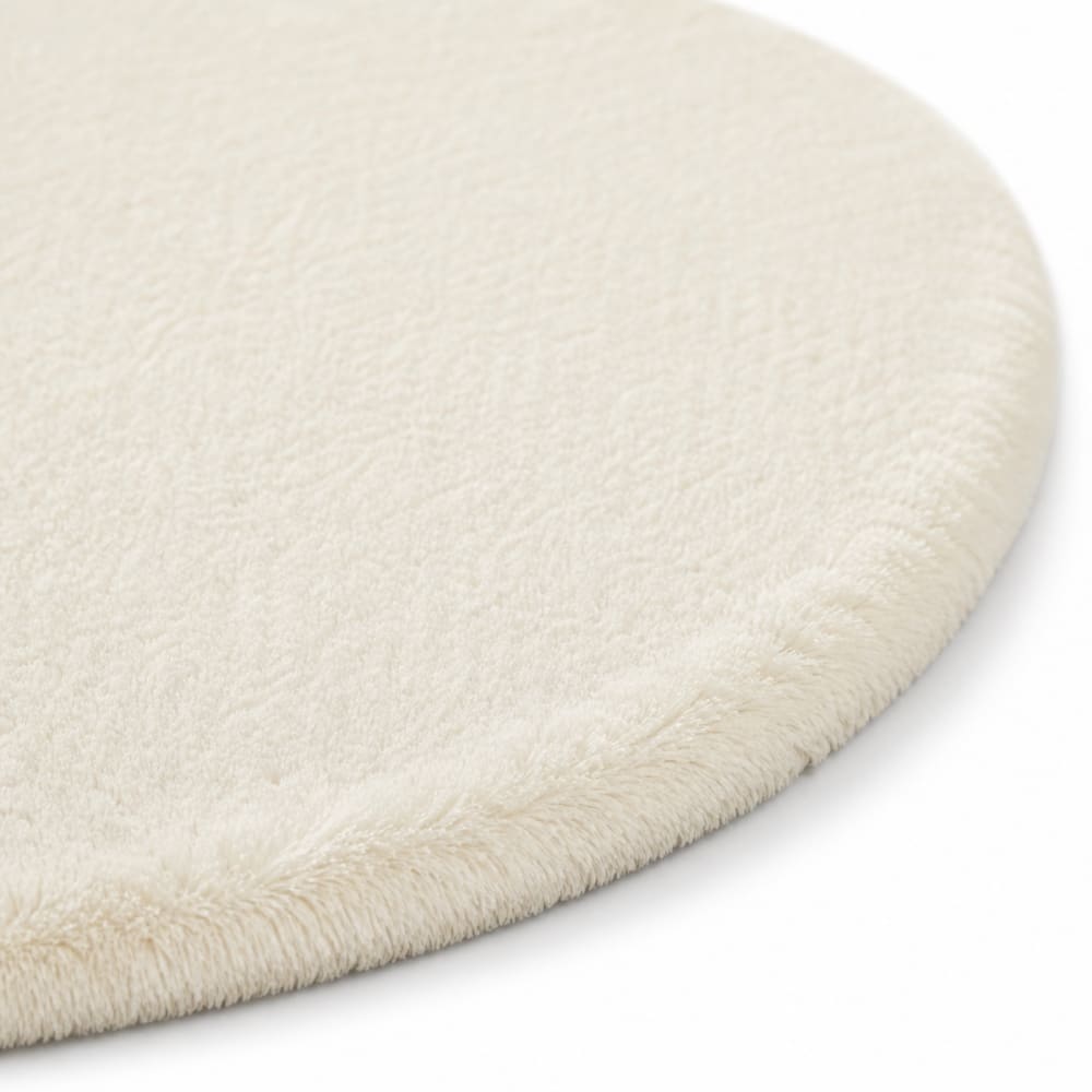Tapis lavable imitation fourrure extra-doux beige 120x120 — vue 4