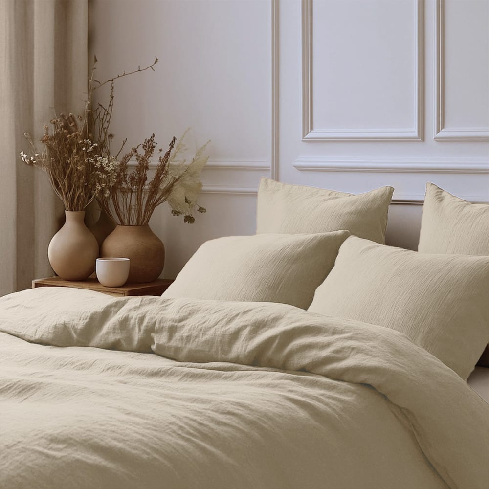 Taie d'oreiller (x2) gaze de coton beige clair 65x65 — vue 4