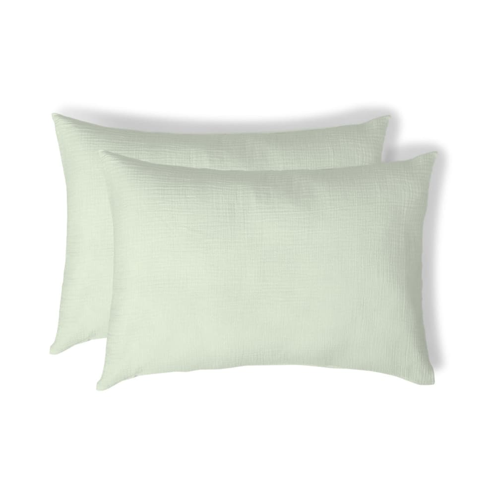 Taie d'oreiller (x2) gaze de coton vert amande 50x70