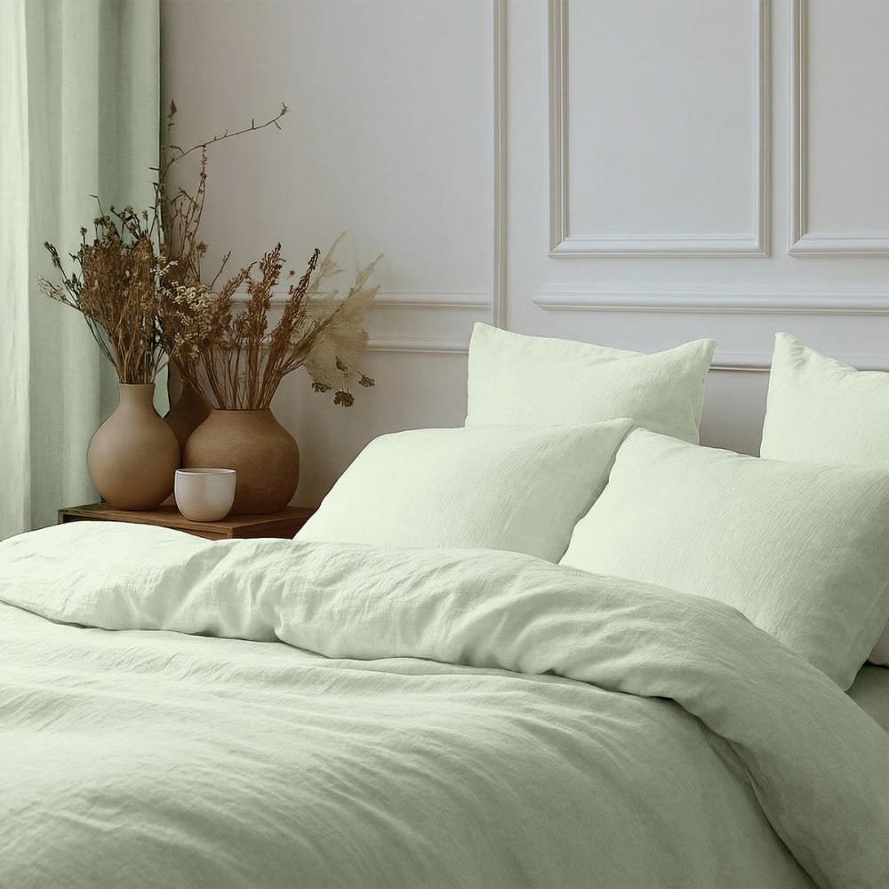 Taie d'oreiller (x2) gaze de coton vert amande 50x70 — vue 4