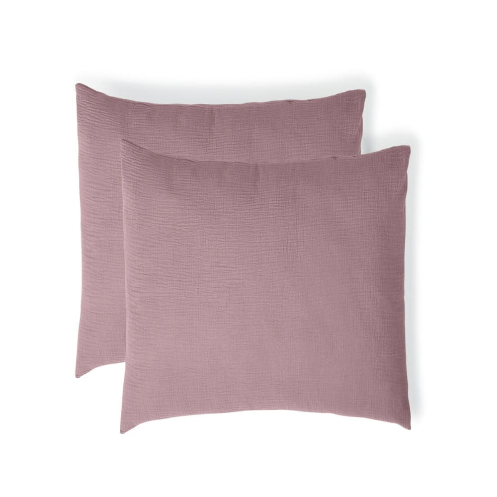 Taie d'oreiller (x2) gaze de coton bois de rose 65x65