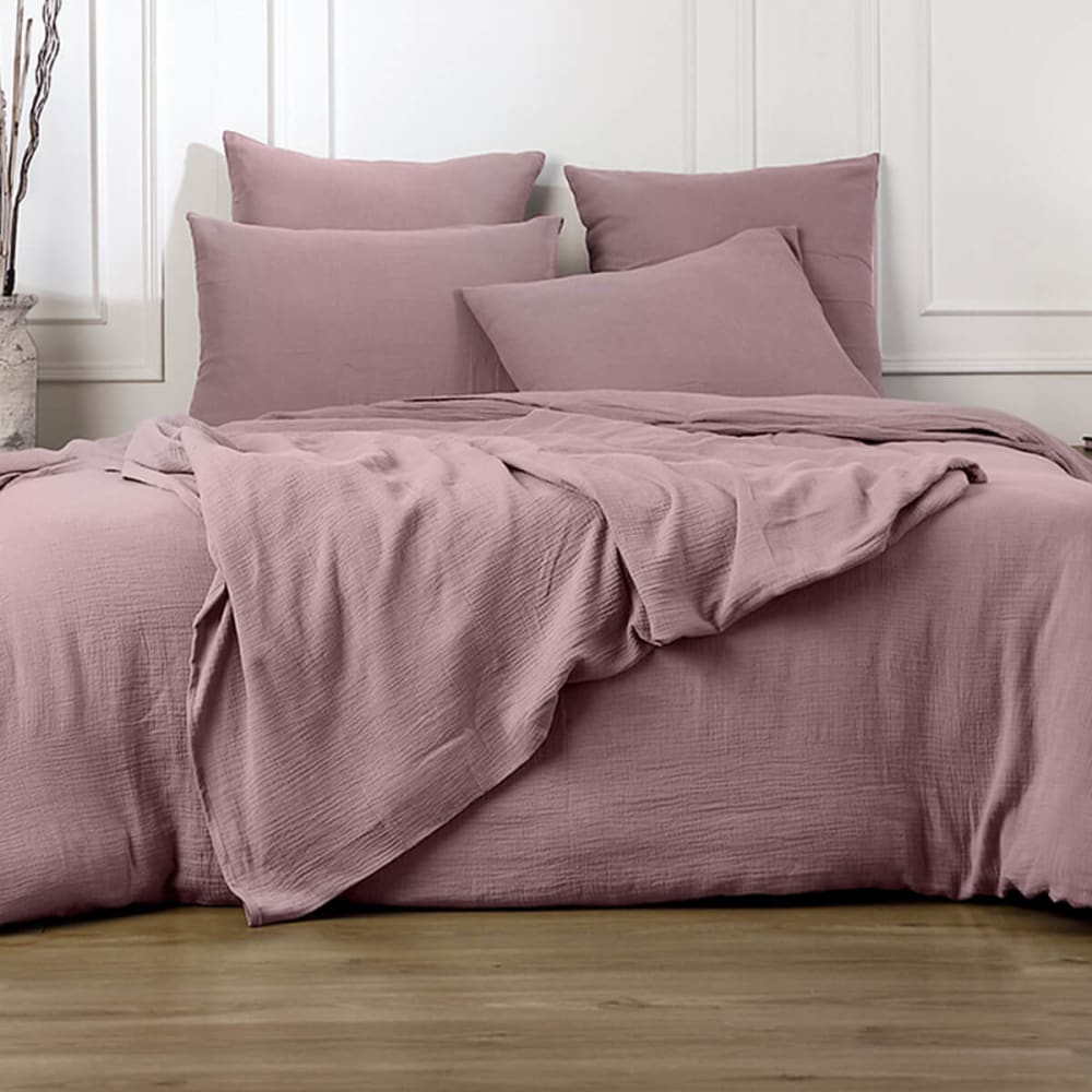 Taie d'oreiller (x2) gaze de coton bois de rose 65x65 — vue 3