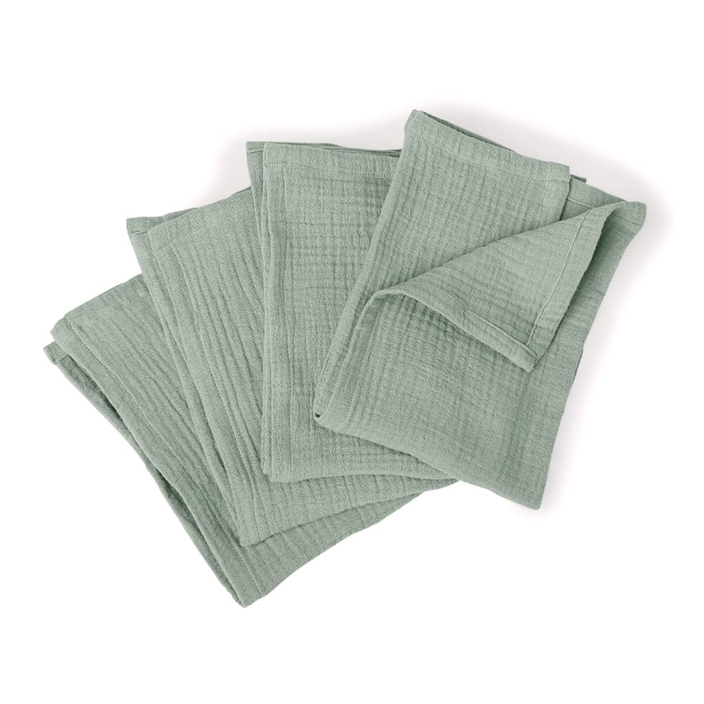 Lot de 4 serviettes de table gaze de coton 40x40 vert céladon