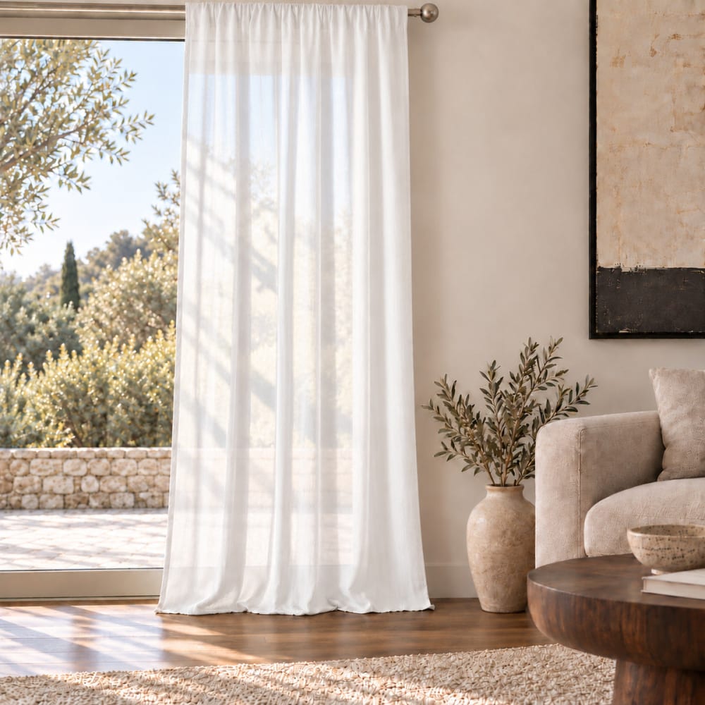 Febronie Schlaufenvorhang aus Baumwolle 140x260 style classic chic Weiß Öko-Tex Zertifikat Baumwolle