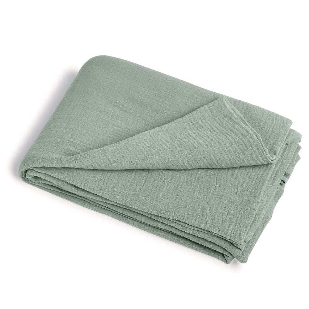 Drap plat gaze de coton 240x300 vert céladon — vue 3