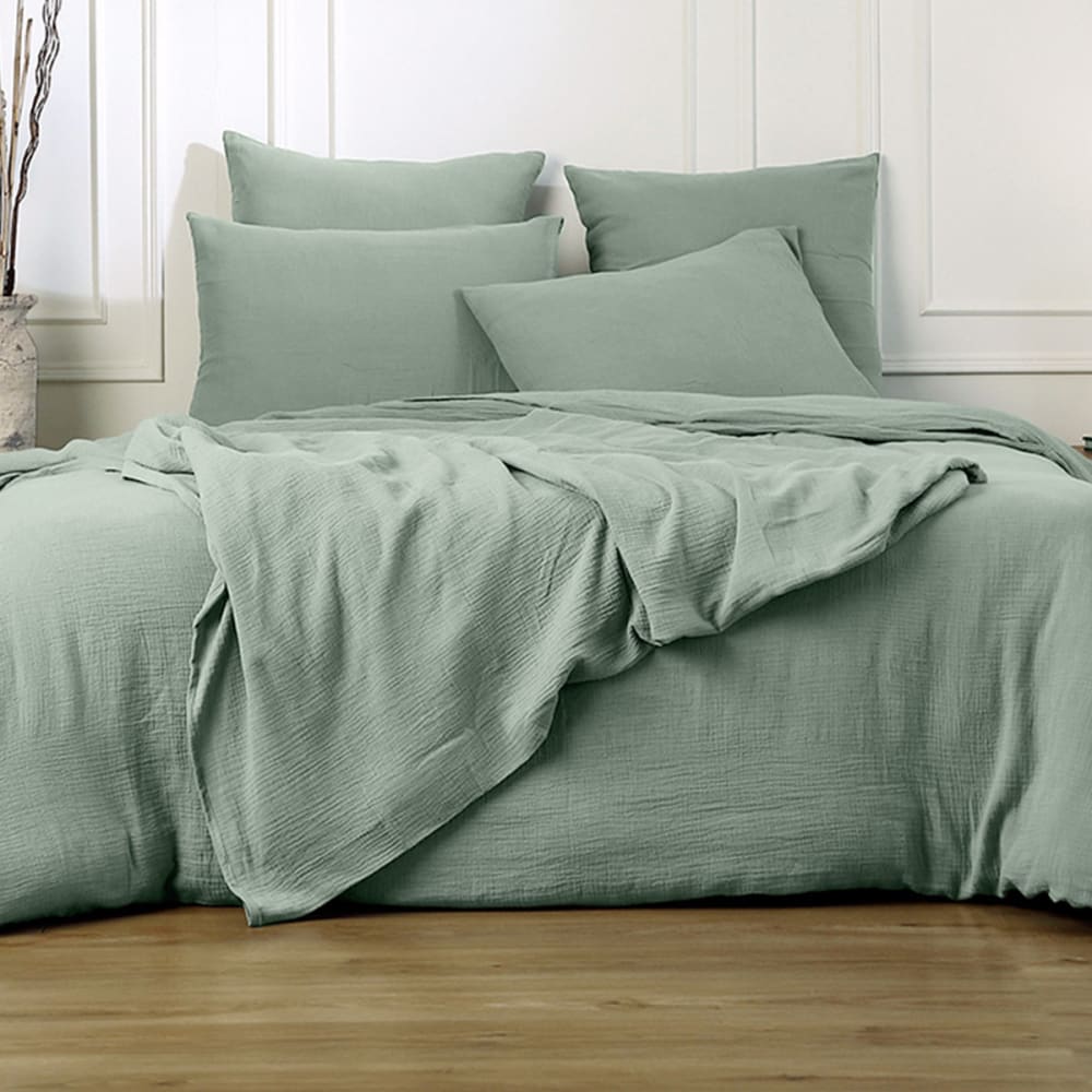 Drap plat gaze de coton 240x300 vert céladon — vue 4