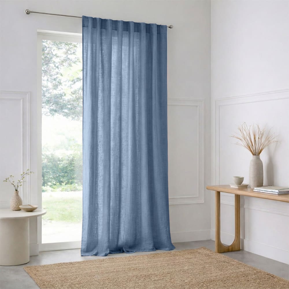 Febronie Schlaufenvorhang aus Baumwolle 140x290 style classic chic Blau Öko-Tex Zertifikat Baumwolle