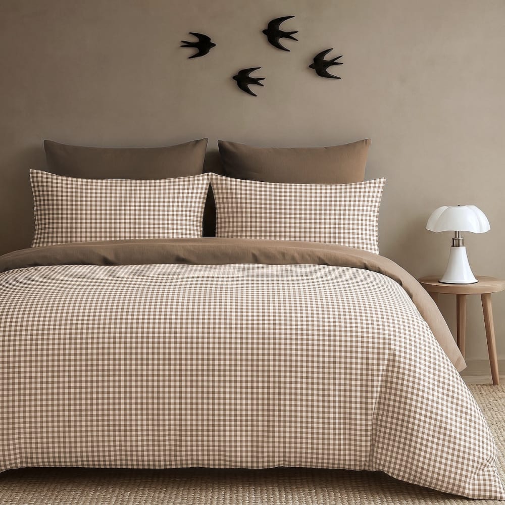 Parure + taies 65x65 - noisette