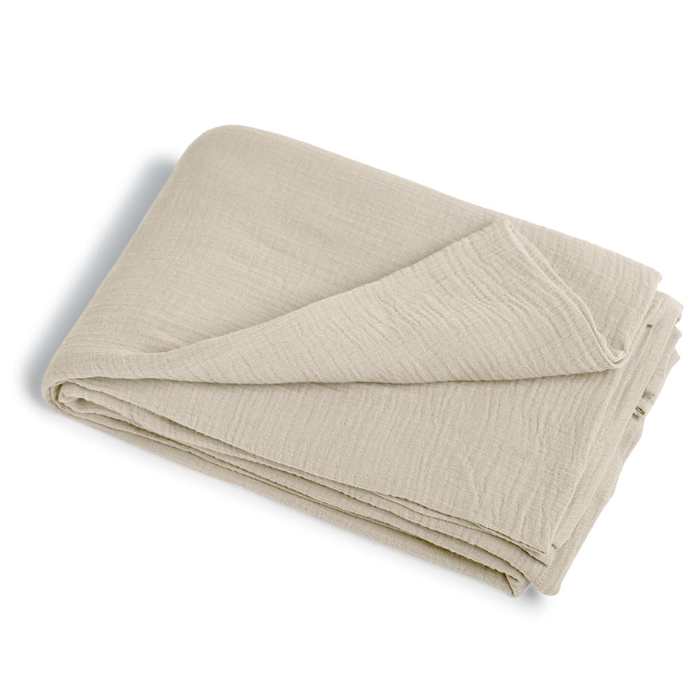 Drap plat gaze de coton 270x300 beige clair — vue 3