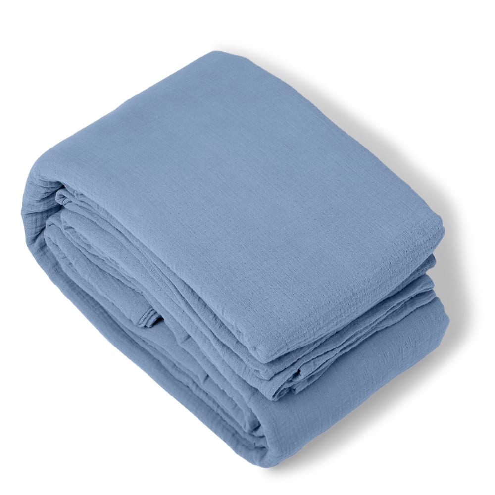 Housse de couette gaze de coton bleu 260x240 — vue 3