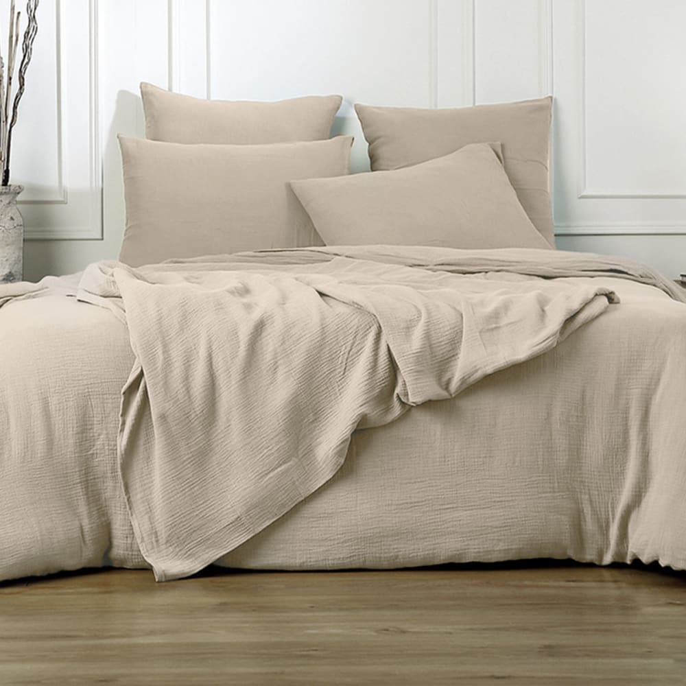 Housse de couette gaze de coton beige clair 140x200 — vue 4