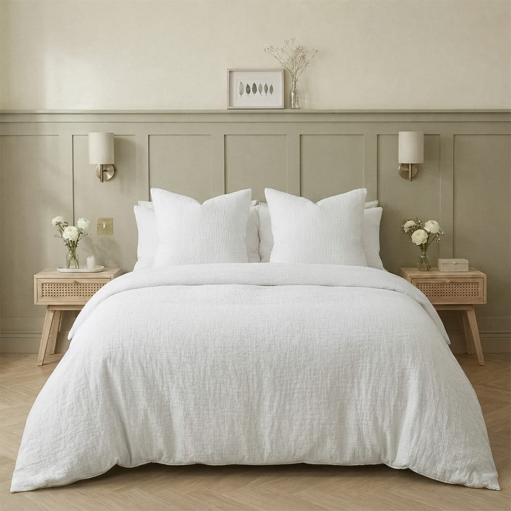 Housse de couette gaze de coton blanc 260x240