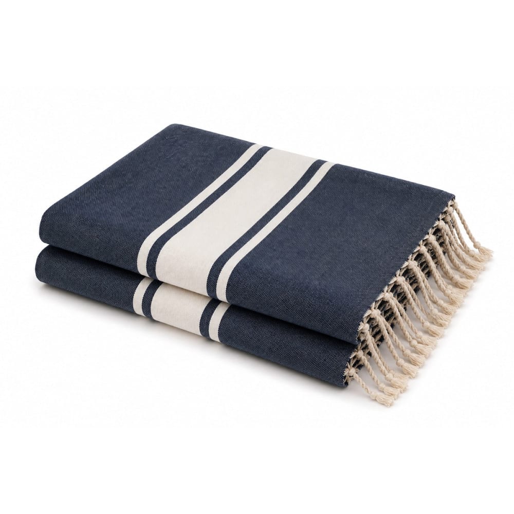 Lot de 2 foutas coton 100x200 bleu jean