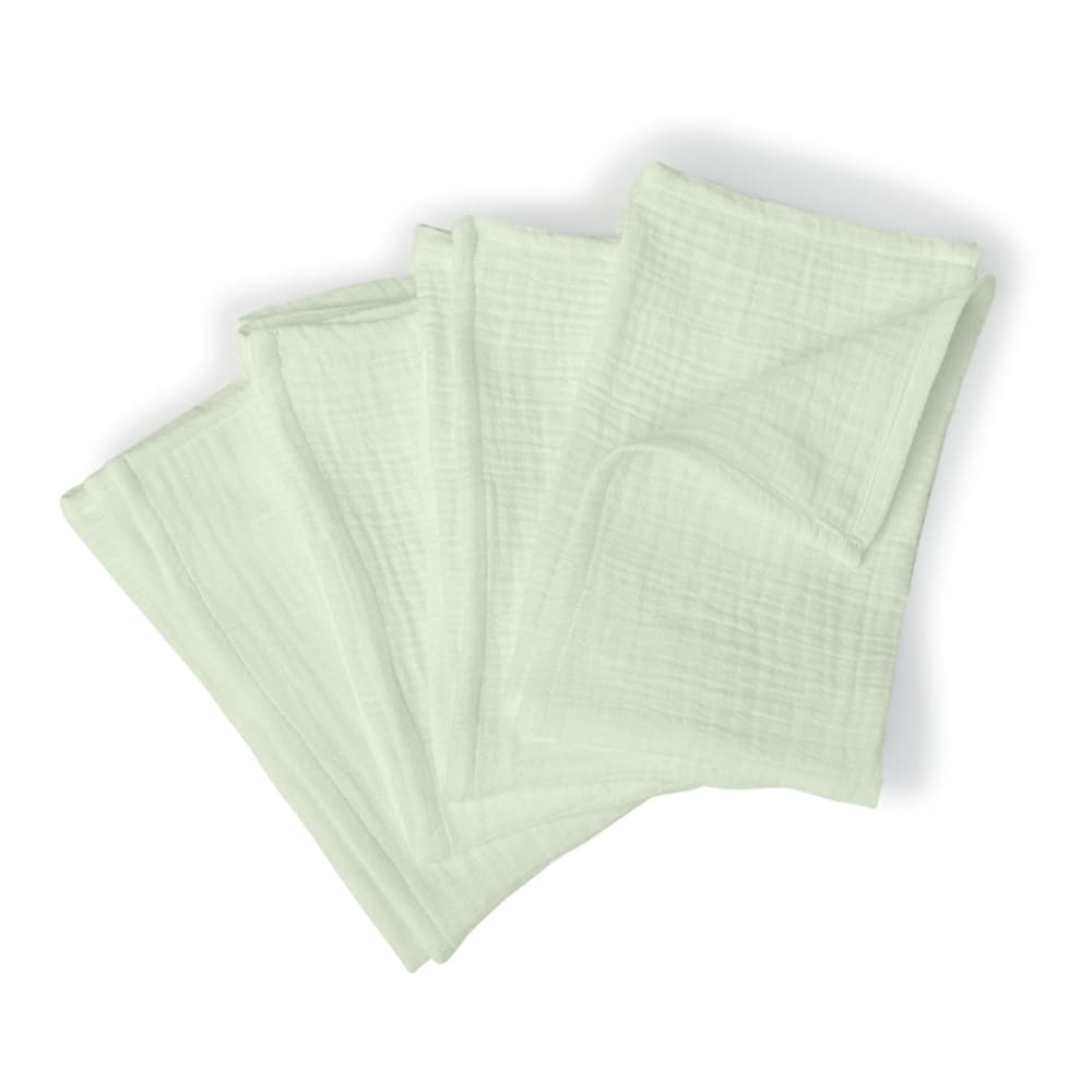 Lot de 4 serviettes de table gaze de coton 40x40 vert amande