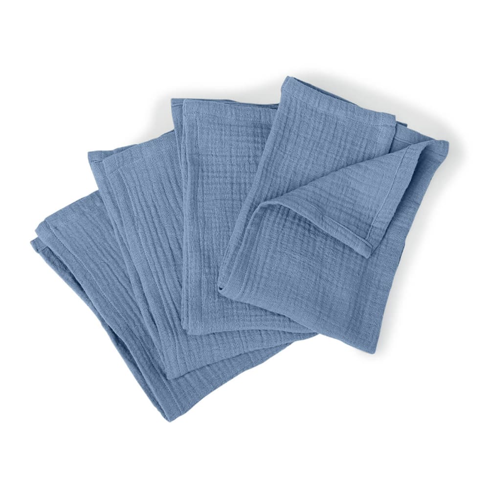 Lot de 4 serviettes de table gaze de coton 40x40 bleu