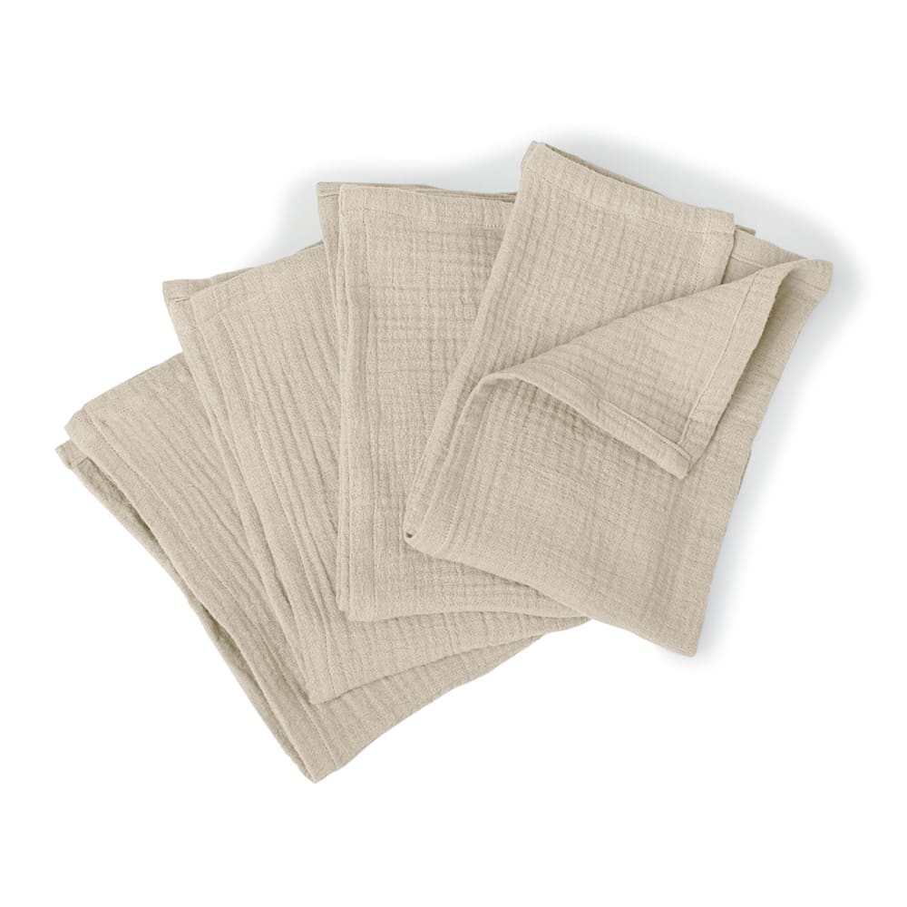 Lot de 4 serviettes de table gaze de coton 40x40 beige clair
